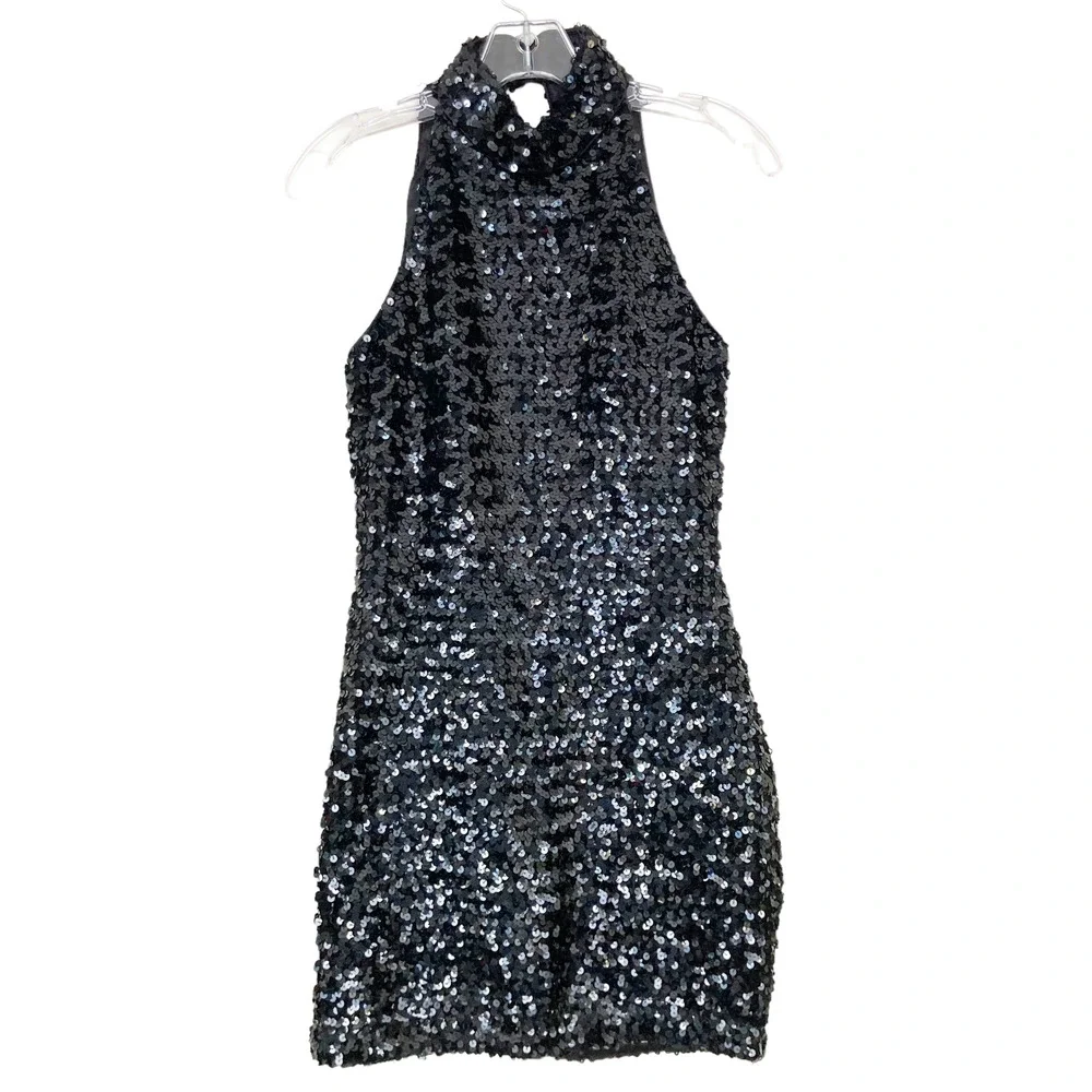 Vintage Hollywood Nites Black Sequin Mini Dress - Picture 6 of 6